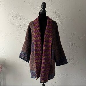 Lineamaglia knit Kimono cardigan orange blue pink Italy women’s large